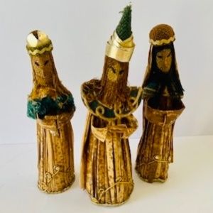 Unique Vintage 3 CORN HUSK WISE MEN Christmas
